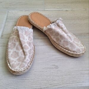 Splendid Women's Espadrille Cream Leopard Print Slip On Frayed Canvas - Size 10